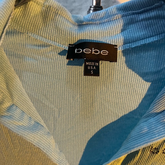 bebe Light Blue Ribbed Polo Tee - Picture 2 of 3